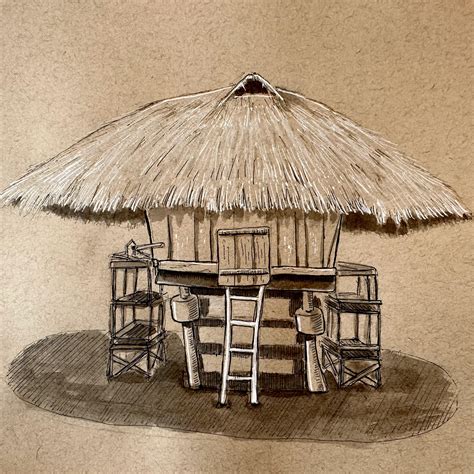 bahag drawing easy|How to draw a traditional Ifugao house .